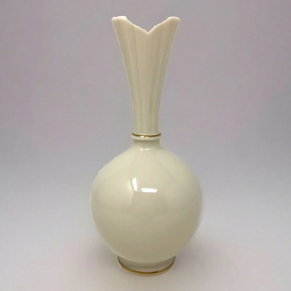 Lenox Wheat Design Bulbous Bud Vase VTG Ivory w/24K Gold Elegant Classic USA
